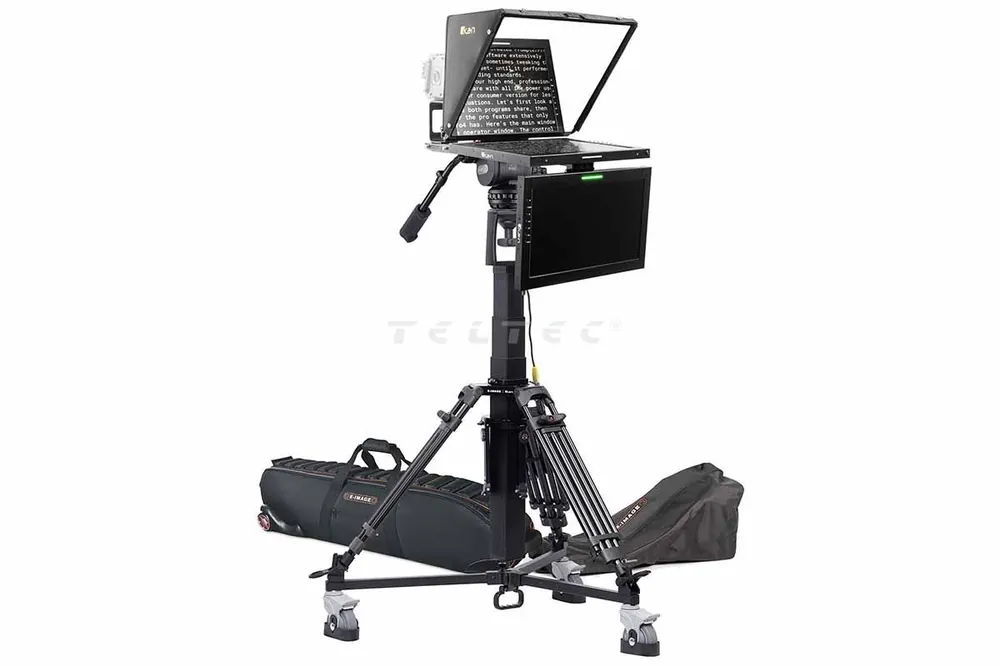 Ikan PT419W-TM-MPEDESTAL 19" Teleprompter w/ Talent Monitor, Motorized Pedestal & Dolly Tu Kostenloser Versand