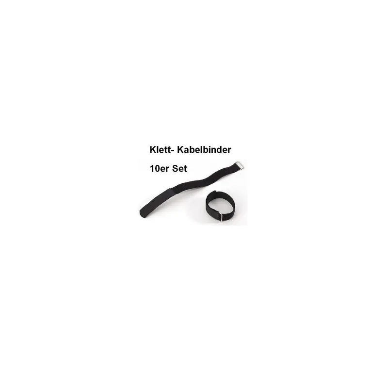 10er Set Klettband / Klettkabelbinder 15 x 1,6cm mit Metallöse - schwarz Sale