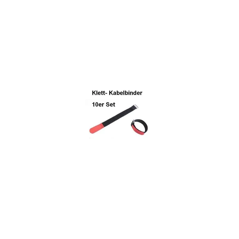 Begrenztes Angebot 10er Set Klettband / Klettkabelbinder 15 x 1,6cm mit Metallöse - schwarz / rot