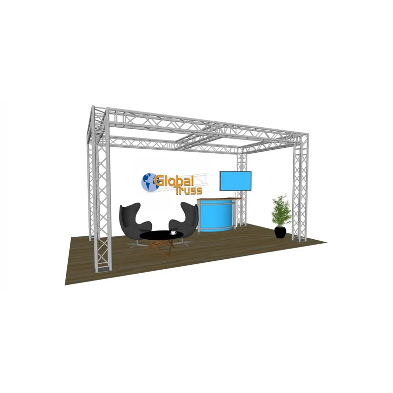 4-Punkt GLOBAL TRUSS Traversen Messestand mit Quertraverse 6,0m x 6,0m x 3,0m Markenware