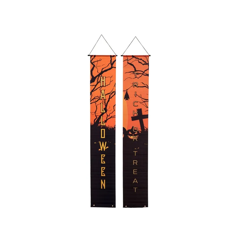 EUROPALMS Halloween Banner, Geisterhaus, 2er-Set, 30x180cm - Deko-Banner als gruselige Dekoration für jedes Event Neu