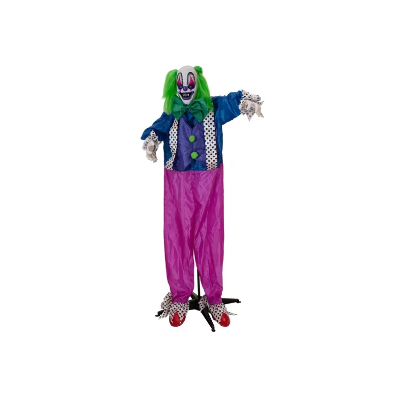 EUROPALMS Halloween Figur Clown Charly, animiert, 164cm - Animierte Figur mit Licht-, Sound- und Bewegungseffekten Preis Gesenkt