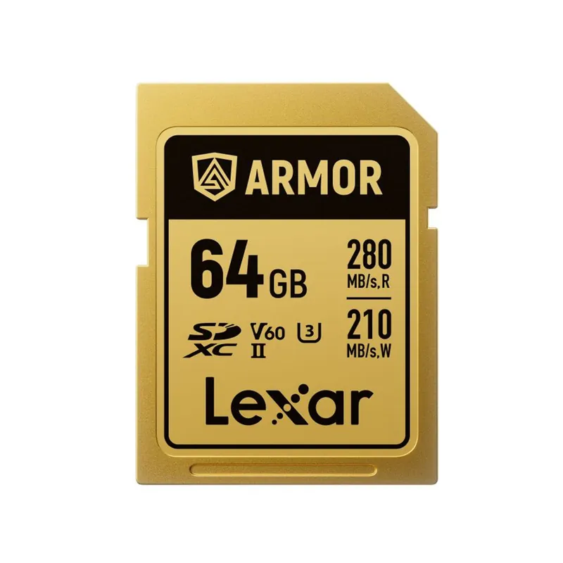 Lexar - SDXC Pro Gold Series ARMOR UHS-II 64GB V60 IP68 Stainless Steel R280/W210MB/s Geprüft