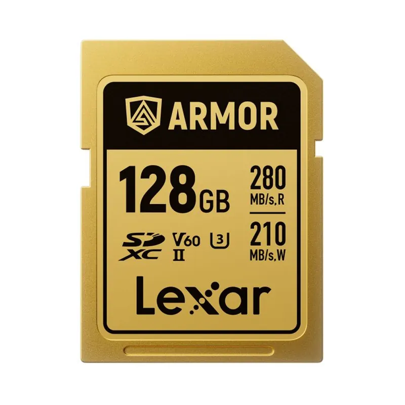 Lexar - SDXC Pro Gold Series ARMOR UHS-II 128GB V60 IP68 Stainless Steel R280/W210MB/s Nur Für Kurze Zeit