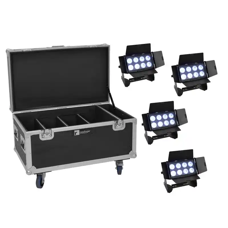 EUROLITE Set 4x Multiflood IP 8x10W RGBW Wash + Case Finale Aktion