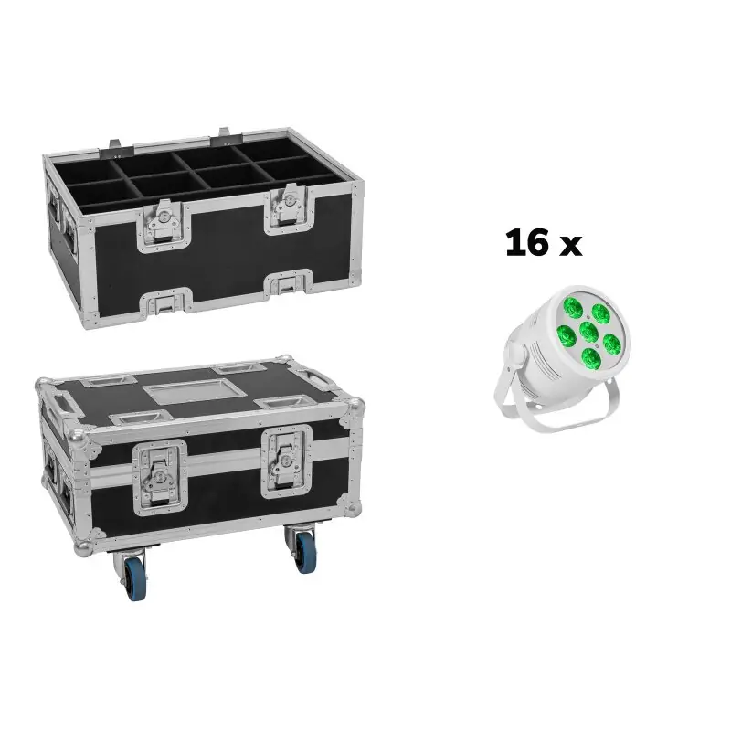 EUROLITE Set 16x LED Silent Par 6 QCL Floor ws + Case Sofort Bestellen