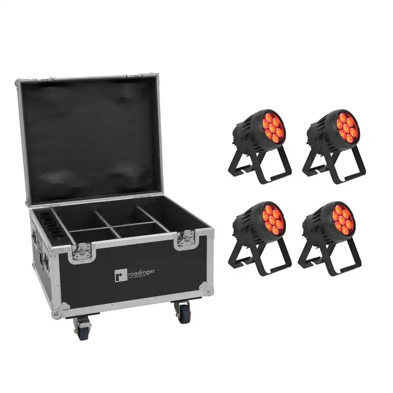 EUROLITE Set 4x AKKU IP PAR 7 QCL CRMX MK2 + Case mit Ladefunktion Sonderangebot