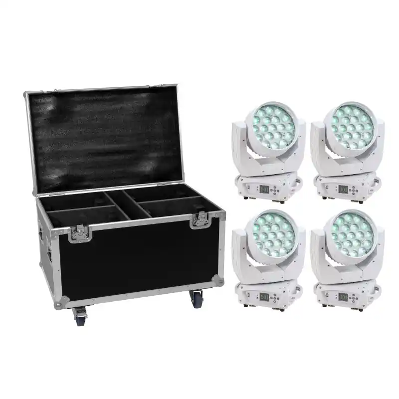 EUROLITE Set 4x LED TMH-X4 Weiß + Case mit Rollen Sale
