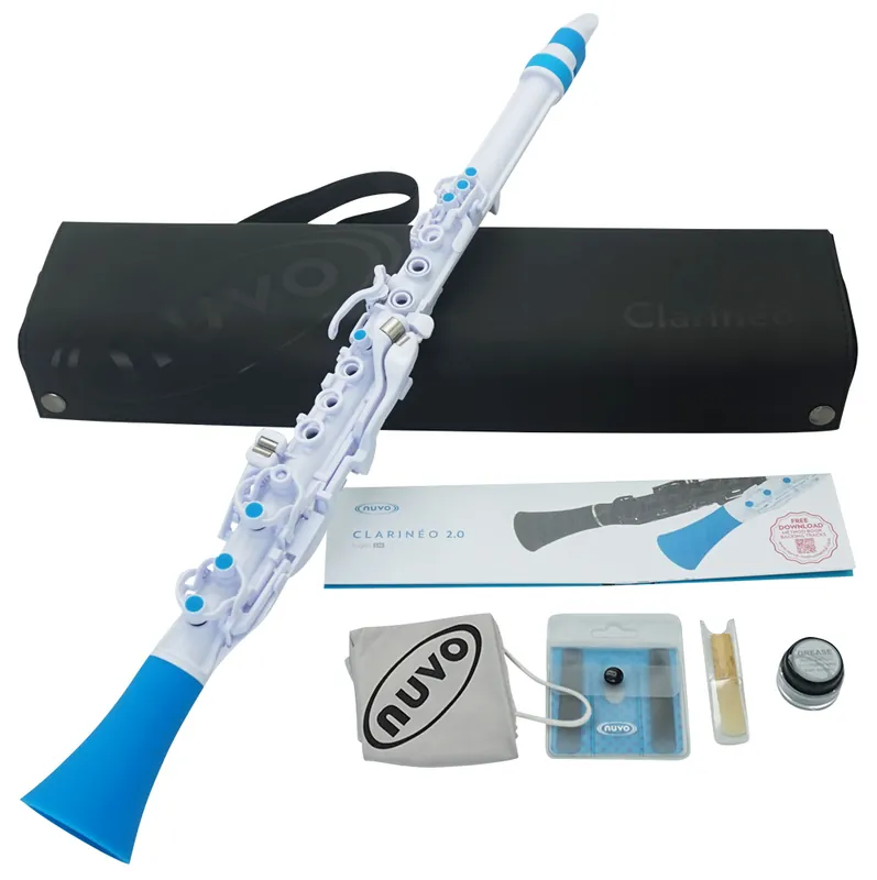 Meistverkauft NUVO Clarineo 2.0 White-Blue Polymer Klarinette inkl. Zubehör