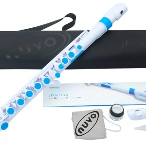 NUVO jFlute 2.0 Weiss-Blau Polymer Querflöte inkl. Tasche und Zubehör Super-Preis