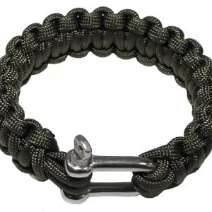 Kracherpreis SURVIVAL Armband Paracord Metall 23mm oliv S Notfall-Ausrüstung