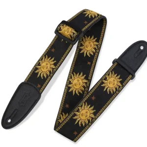 Kostenfreie Lieferung LEVYS MPJG-SUN-BLK Print Serie Jacquard-Gitarrengurt (50mm), floral blue-yellow
