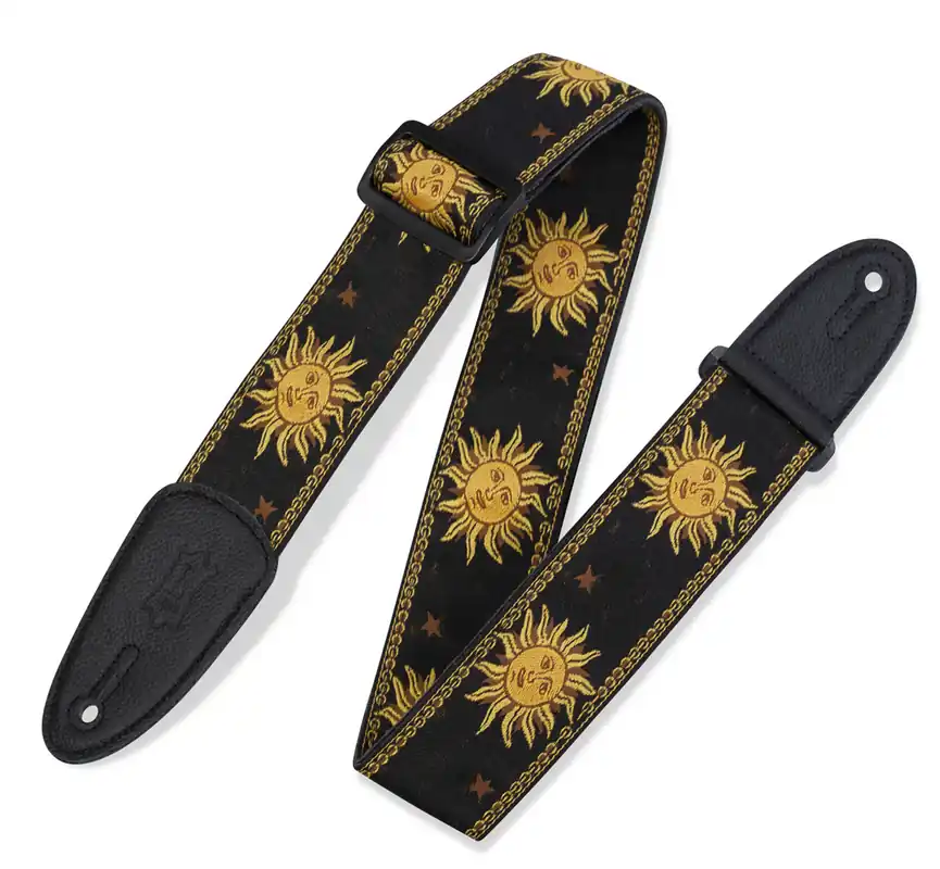 Kostenfreie Lieferung LEVYS MPJG-SUN-BLK Print Serie Jacquard-Gitarrengurt (50mm), floral blue-yellow