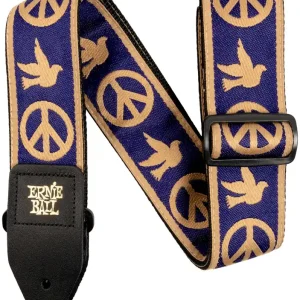 Rabatt ERNIE BALL 4699 Jacquard Gitarrengurt 50mm, navy blue and beige peace love