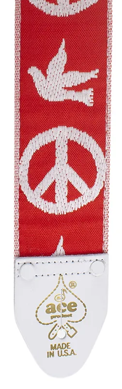 DANDREA ACE 6 RED Ace Vintage Reissue Gitarrengurt (51mm), Peace & Dove Red Saisonangebot