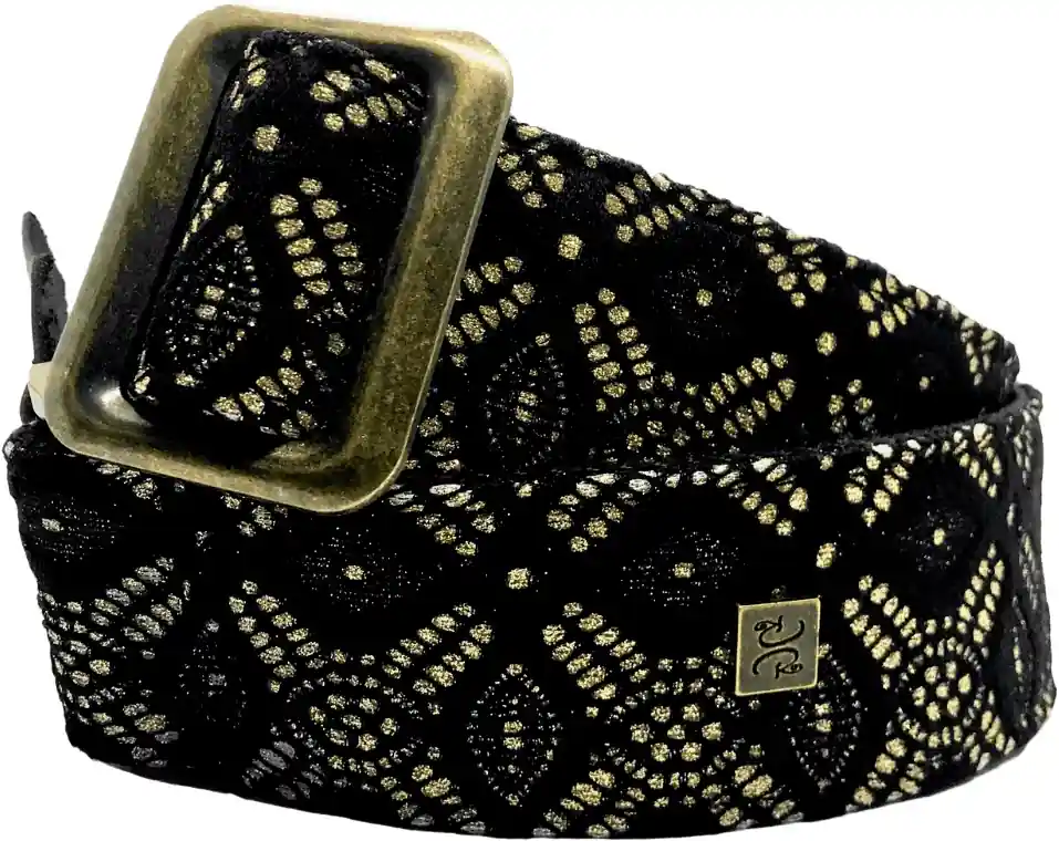 GETM GETM RockNRoll Black & Gold Brocade Stoff-Gitarrengurt 51mm Versand Am Gleichen Tag
