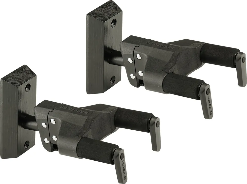 Heißes Angebot HERCULES GSP-38WBKP Plus Guitar Stand Gitarren-Wandhalter (2Stk.) schwarz