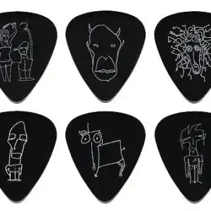 Neu Im Sortiment PLANET WAVES 1CBK6-10JS Joe Satriani heavy (10er) Plektren, silver on black
