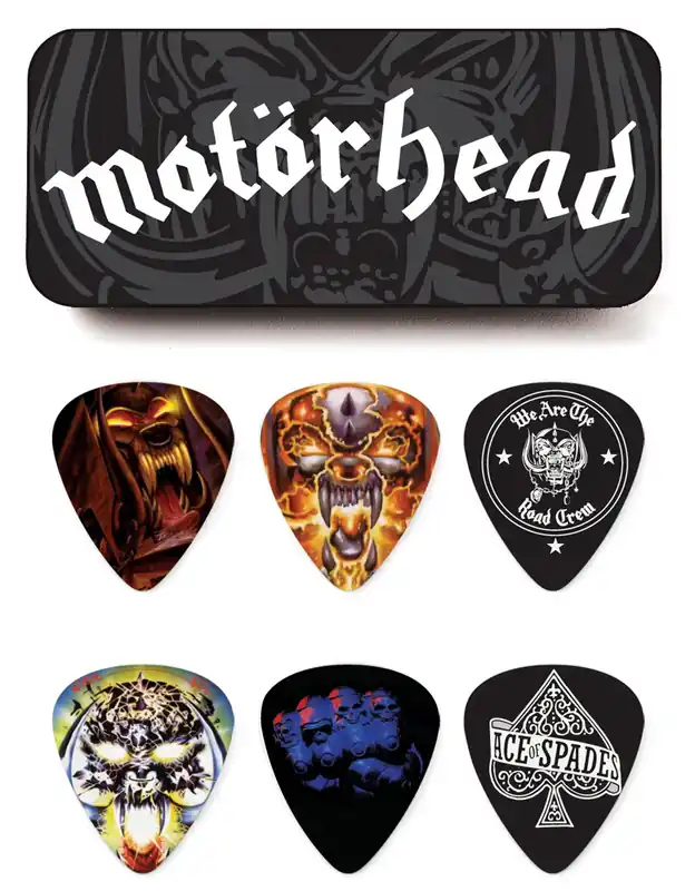Expressversand JIM DUNLOP Motörhead Album Collector Tin Box 0.73 Collector Plektren (6 Stück) - MHPT03
