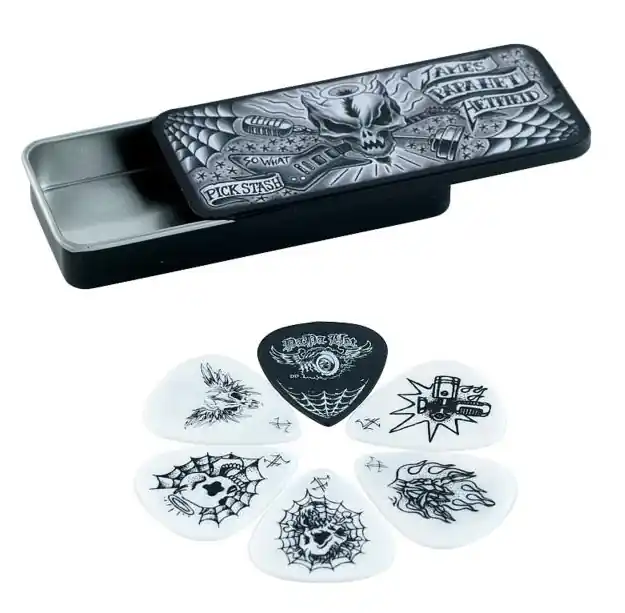 JIM DUNLOP James Hetfield Pick Tin Box 0,88mm Collector Plektren (6 Stück) - JPH01T.88 Neu