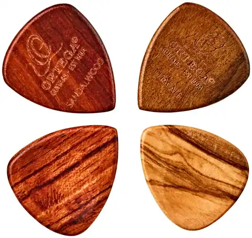 ORTEGA OGPW-MIX4 Wooden Picks (gewölbt) Plektren (4er-Set) Tropfenform, gemischt Markenprodukt
