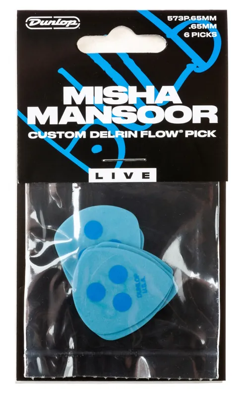 Jetzt Kaufen JIM DUNLOP 573P065MM Misha Mansoors Custom Delrin Flow Pick Live, Plektren (6 Stück), blau