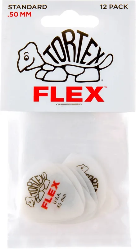 JIM DUNLOP 428P Tortex Flex Standard Player 0,50mm Plektrum (12 Stück), Logo rot Schneller Versand