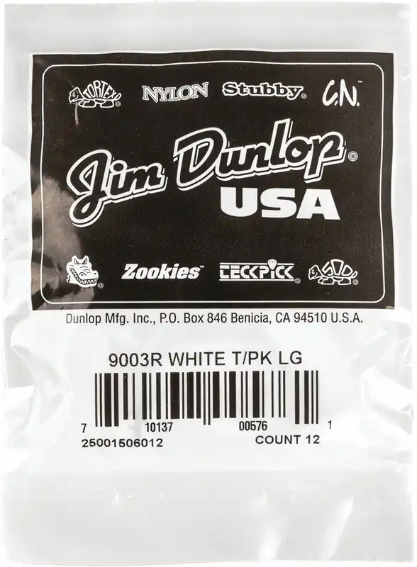 JIM DUNLOP 9003R Plastic Thumbpick L Daumen-Plektrum gross, weiss (12 Stück) Must-Have