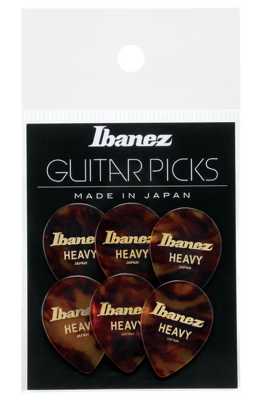 IBANEZ PCE9H-SH Celluloid Small Teardrop 1,00mm Plektren (6Stück) yellow brown marbled Markenprodukt