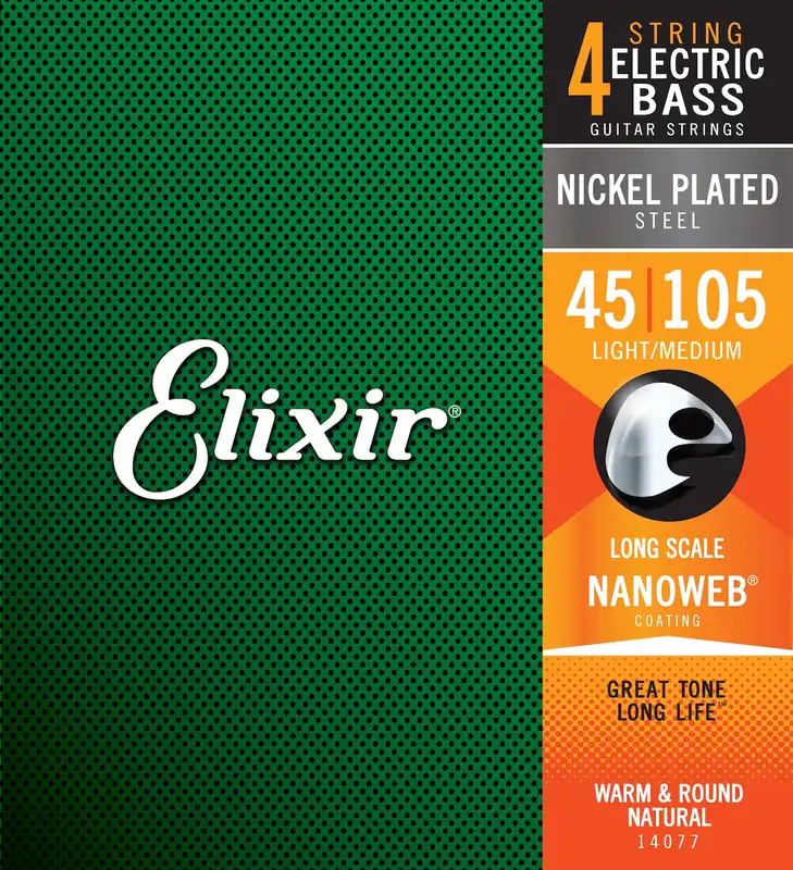 Kostenloser Rückversand ELIXIR 14077 Nanoweb Electric Bass 045-105 Nickel Plated Steel Long Scale. Saiten für E-Bass