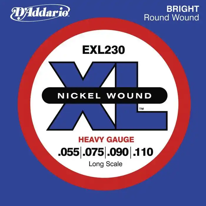 DADDARIO EXL230 Medium/Long Scale 055-110 Nickelplated Steel Round Wound. Saiten für E-Bass Markenprodukt