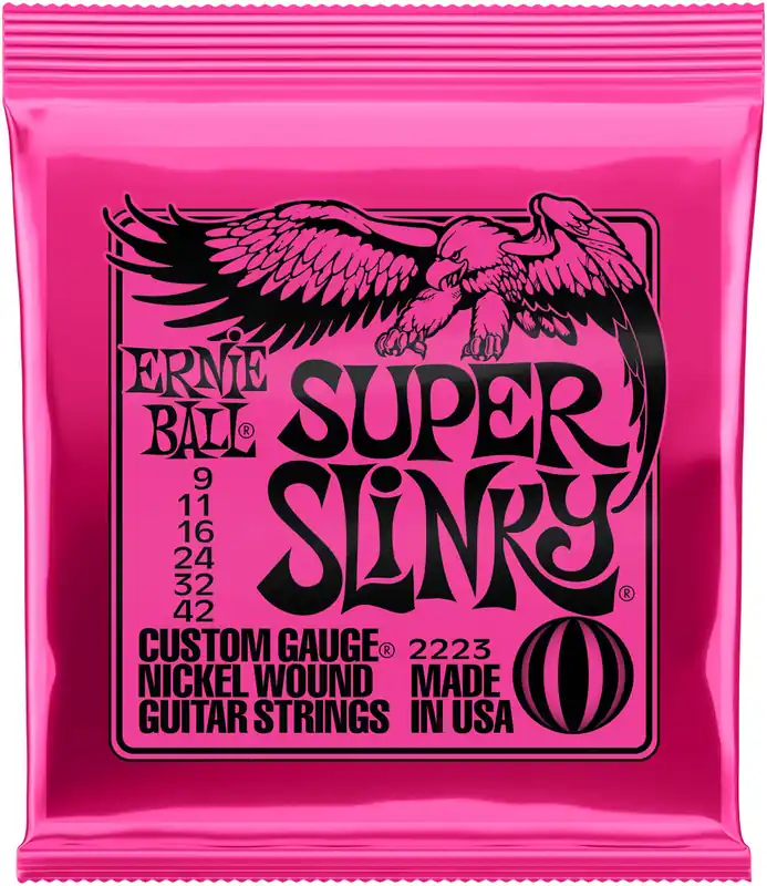 ERNIE BALL 2223 Super Slinky 009-042 Nickel plated Steel. Saiten für E-Gitarre Kostenloser Rückversand