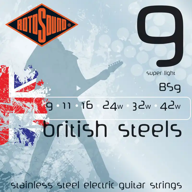 ROTOSOUND BS9 British Steel Super Light 009-042 Pure Steel. Saiten für E-Gitarre Günstig