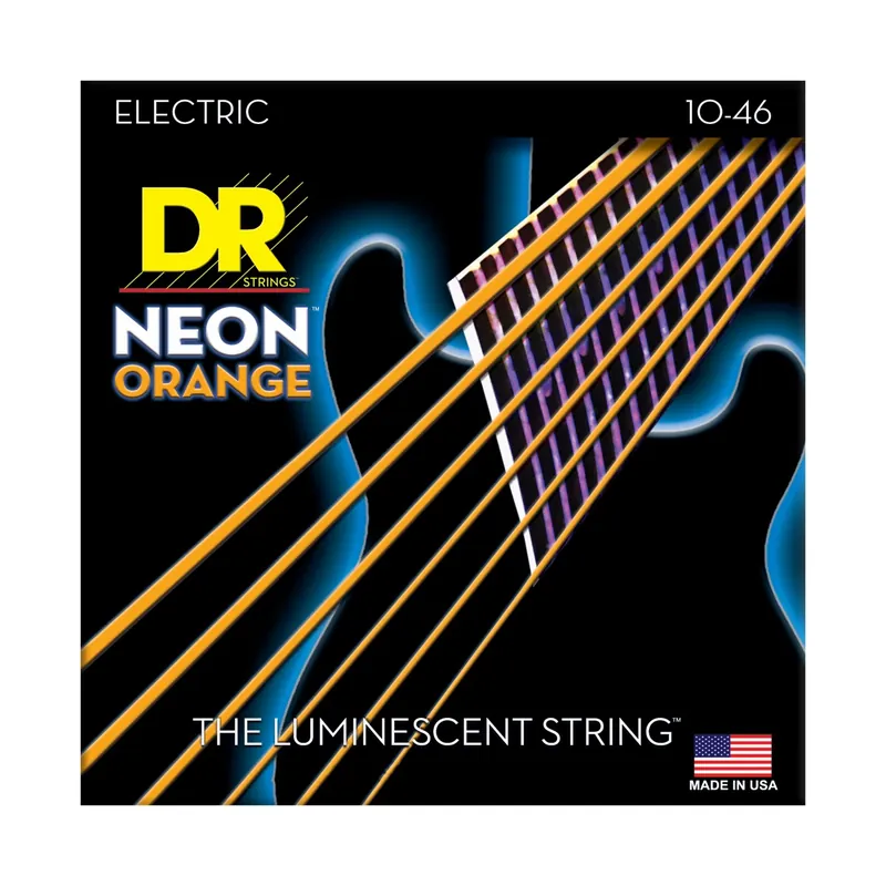 DR STRINGS NOE-10 Neon Orange Electric 010-046 Nickel Plated Steel. Saiten E-Gitarre Neu