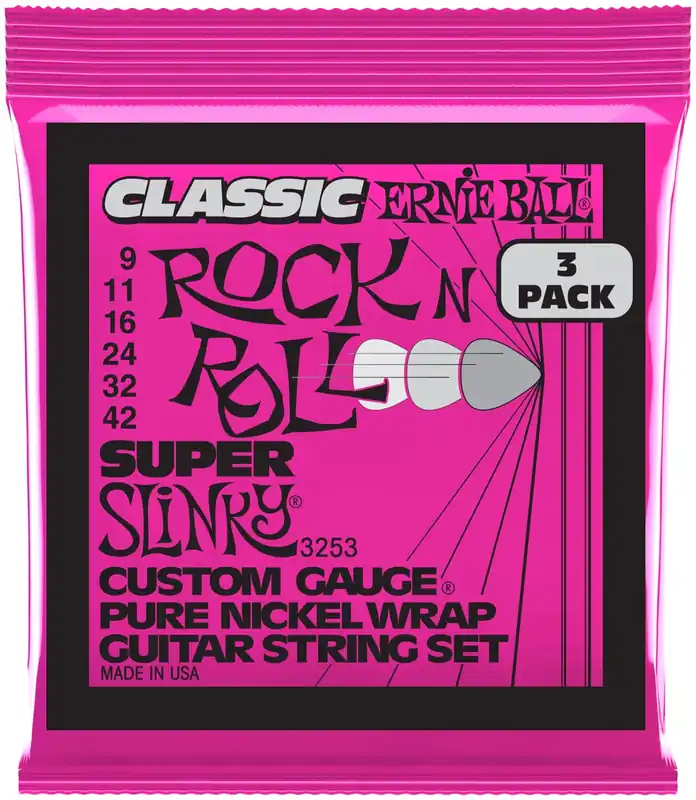 Highlight ERNIE BALL 3253 Classic RocknRoll 09-42 3er Pack Pure Nickel Wrap Saiten für E-Gitarre