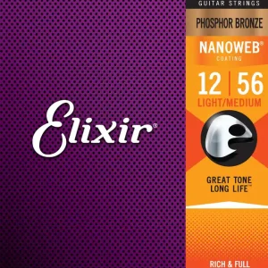 ELIXIR 16077 Nanoweb Phosphor Bronze 012-056 Anti Rust Plain Steel. Saiten für Westerngitarren. Kostenfreie Lieferung
