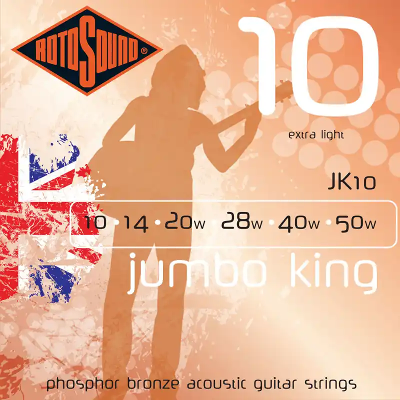 ROTOSOUND JK10 Jumbo King Extra Light 010-050 Phosphor Bronze. Saiten für Akustik-Gitarre Kostenloser Rückversand