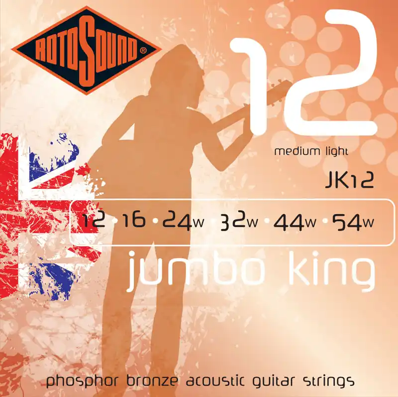 Markenware ROTOSOUND JK12 Jumbo King Medium Light 012-054 Phosphor Bronze. Saiten für Akustik-Gitarre