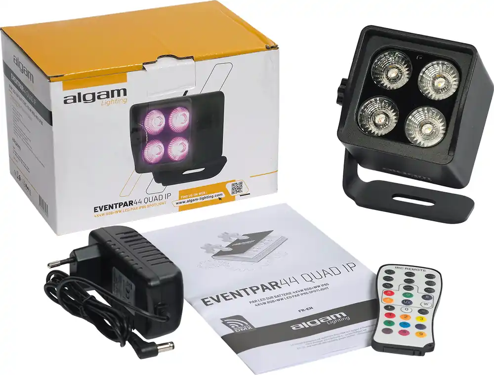 Mega-Angebot ALGAM Event PAR 44 Quad IP LED Akku-Scheinwerfer 4x4W RGB+WW IP65
