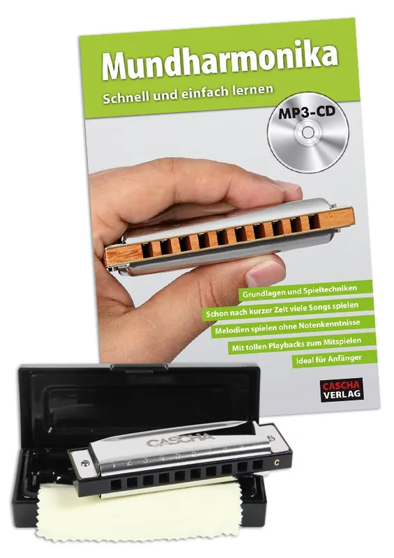 CASCHA HH 1600 Blues Harmonica Set Mundharmonika C-Dur inkl. Lernbuch Super-Preis