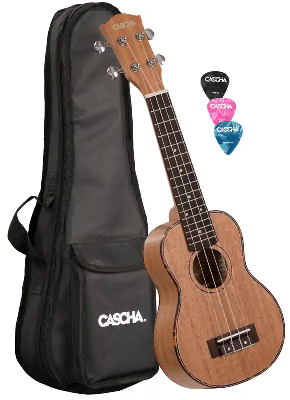 Neu CASCHA HH 2026 Premium Mahogany Sopran Ukulele inkl. Tasche und 3 Picks