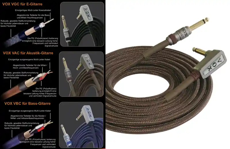 VOX VAC19 Vintage Acoustic Cable Instrumentenkabel Kl-WKl 6m, braun Angebot