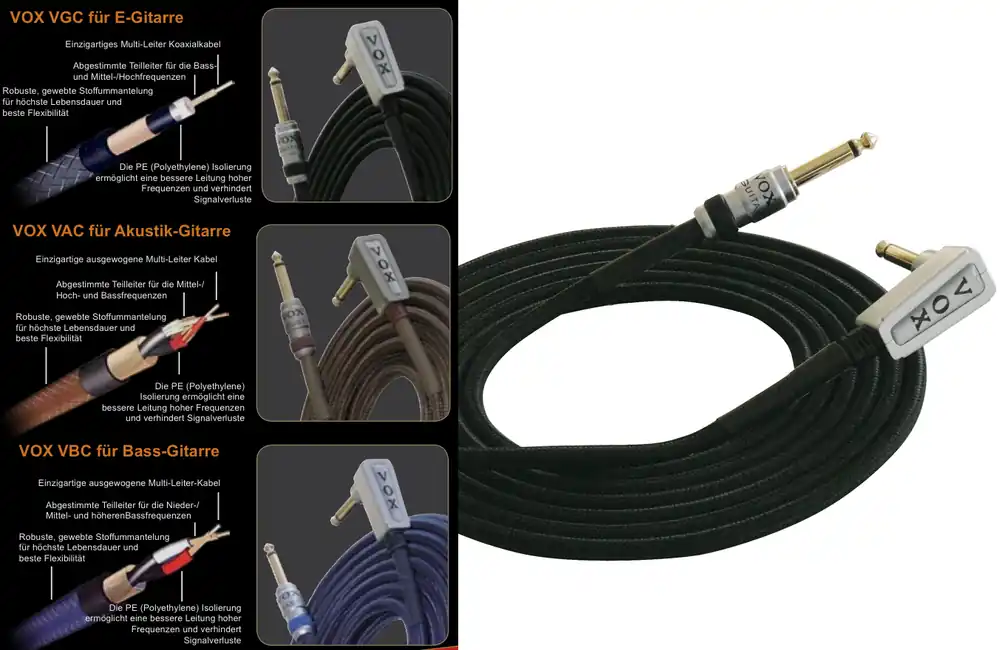 Bestpreis VOX VGC19 Vintage Guitar Cable Instrumentenkabel Kl-WKl 6m, schwarz