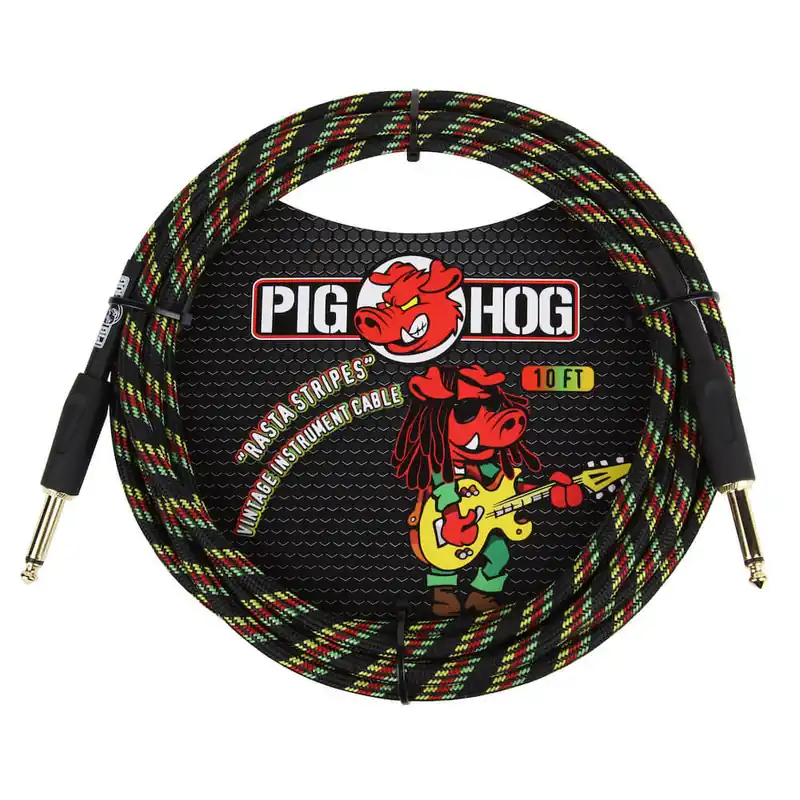 Geprüft PIG HOG PCH10RA Rasta Stripes Instrumentenkabel Kl-Kl 3m/10ft