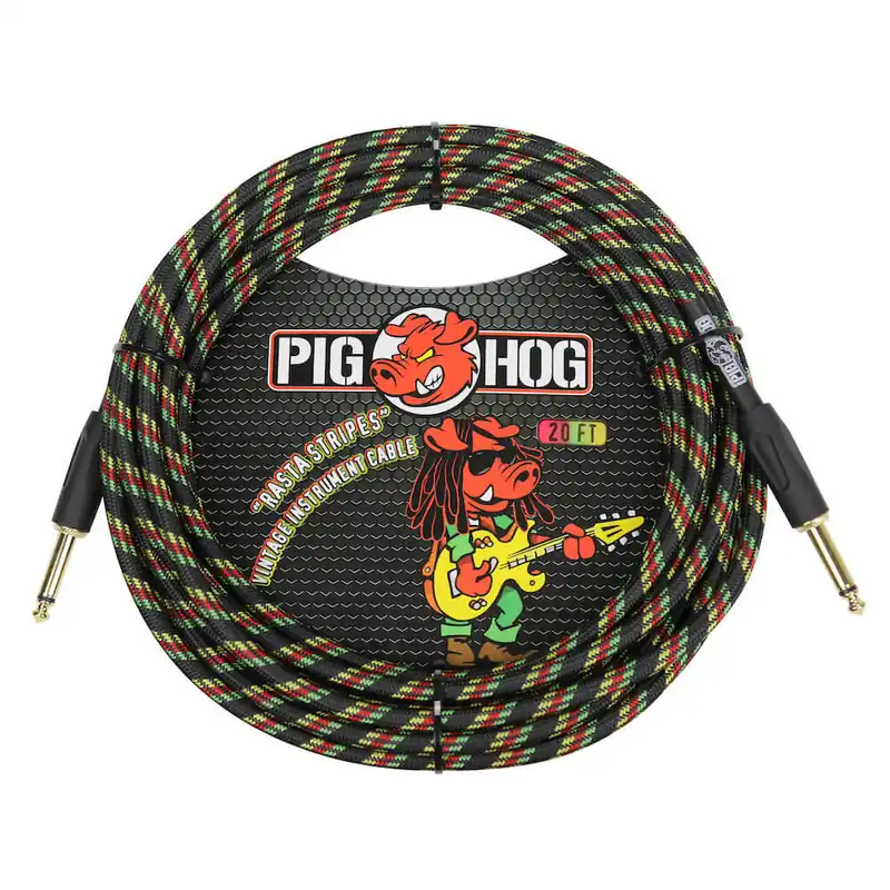 PIG HOG PCH20RA Rasta Stripes Instrumentenkabel Kl-Kl 6m/20ft Expressversand