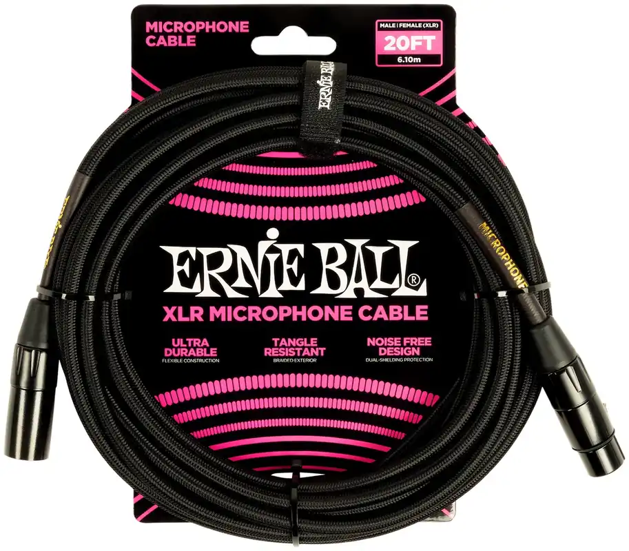 ERNIE BALL 6392 Gewebe-Mikrofonkabel XLRf-XLRm, schwarz 6,09m Mega-Angebot