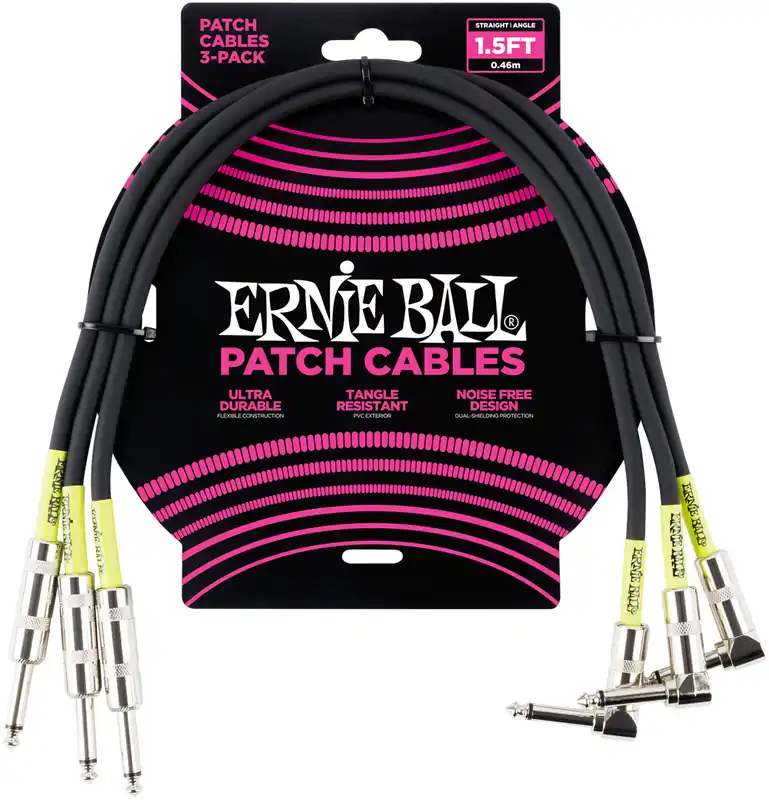 ERNIE BALL 6076 Patch Cable Patchkabel Kl-WKl 46cm (3er Pack), schwarz Neue Kollektion