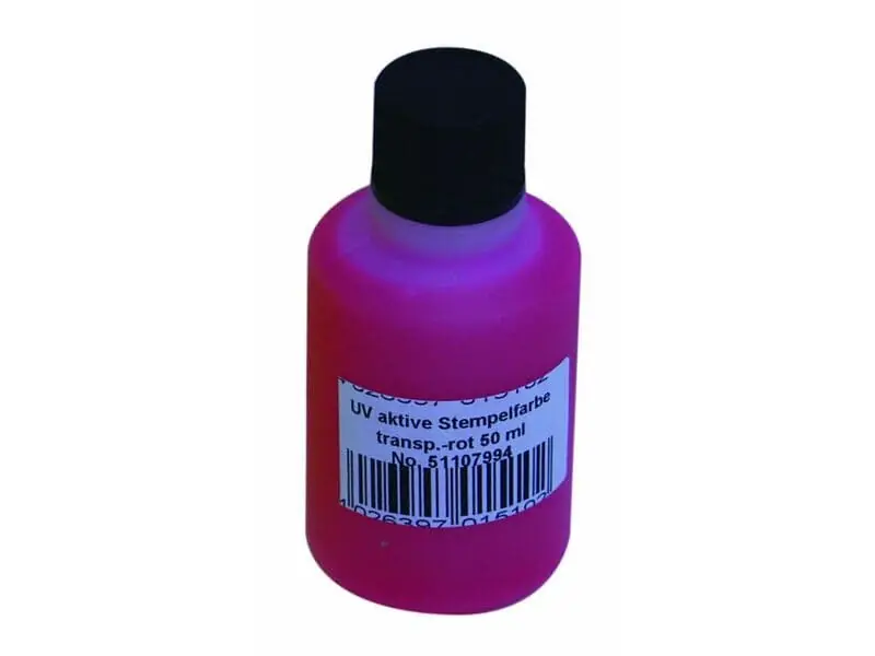 Schneller Versand UV-aktive Stempelfarbe, transp.rot, 50ml
