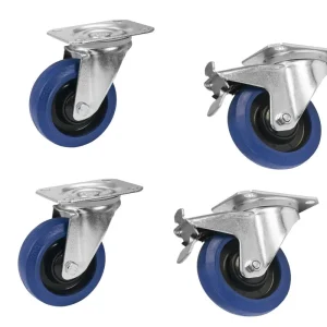 Highlight ROADINGER Set Lenkrollen 100mm blau 2x RD-100 + 2x RD-100B mit Bremse