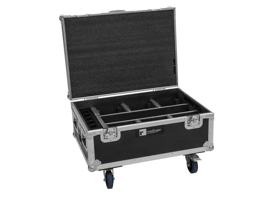 Ausverkauf ROADINGER Flightcase 6x AKKU IP TL-3 QCL Trusslight CRMX mit Ladefunktion und Rollen